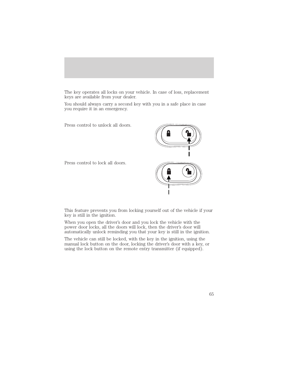 Locks and security | FORD 2003 F-550 v.3 User Manual | Page 65 / 280