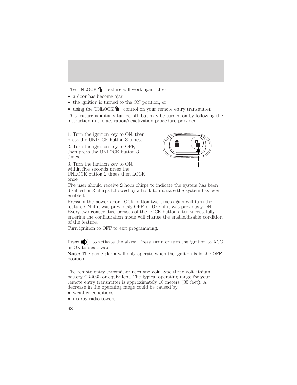 Locks and security | FORD 2003 F-550 v.3 User Manual | Page 68 / 280