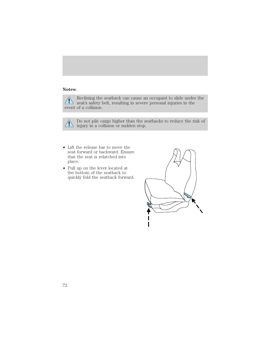 Seating and safety restraints | FORD 2003 F-550 v.3 User Manual | Page 72 / 280