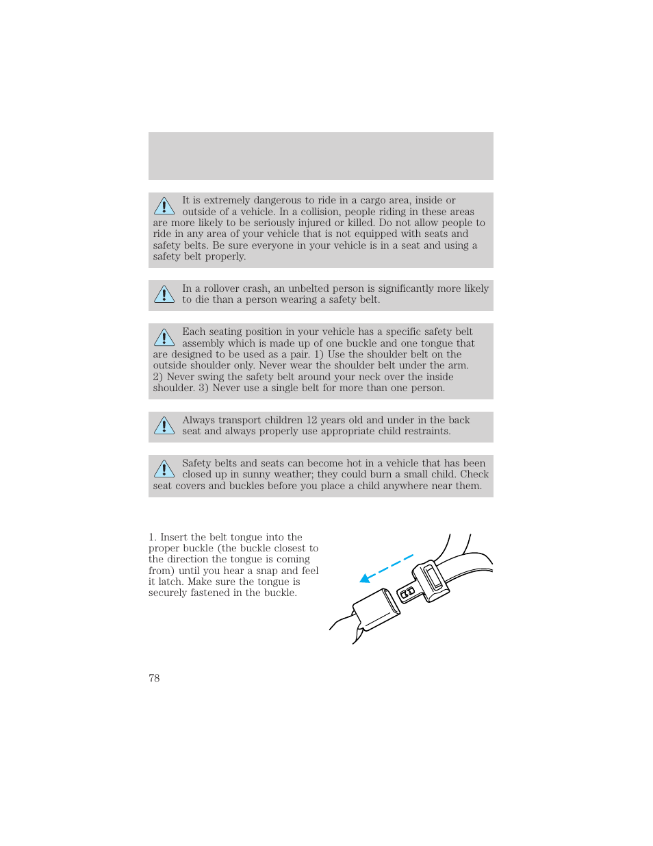 Seating and safety restraints | FORD 2003 F-550 v.3 User Manual | Page 78 / 280