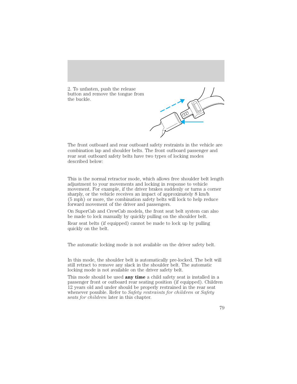 Seating and safety restraints | FORD 2003 F-550 v.3 User Manual | Page 79 / 280