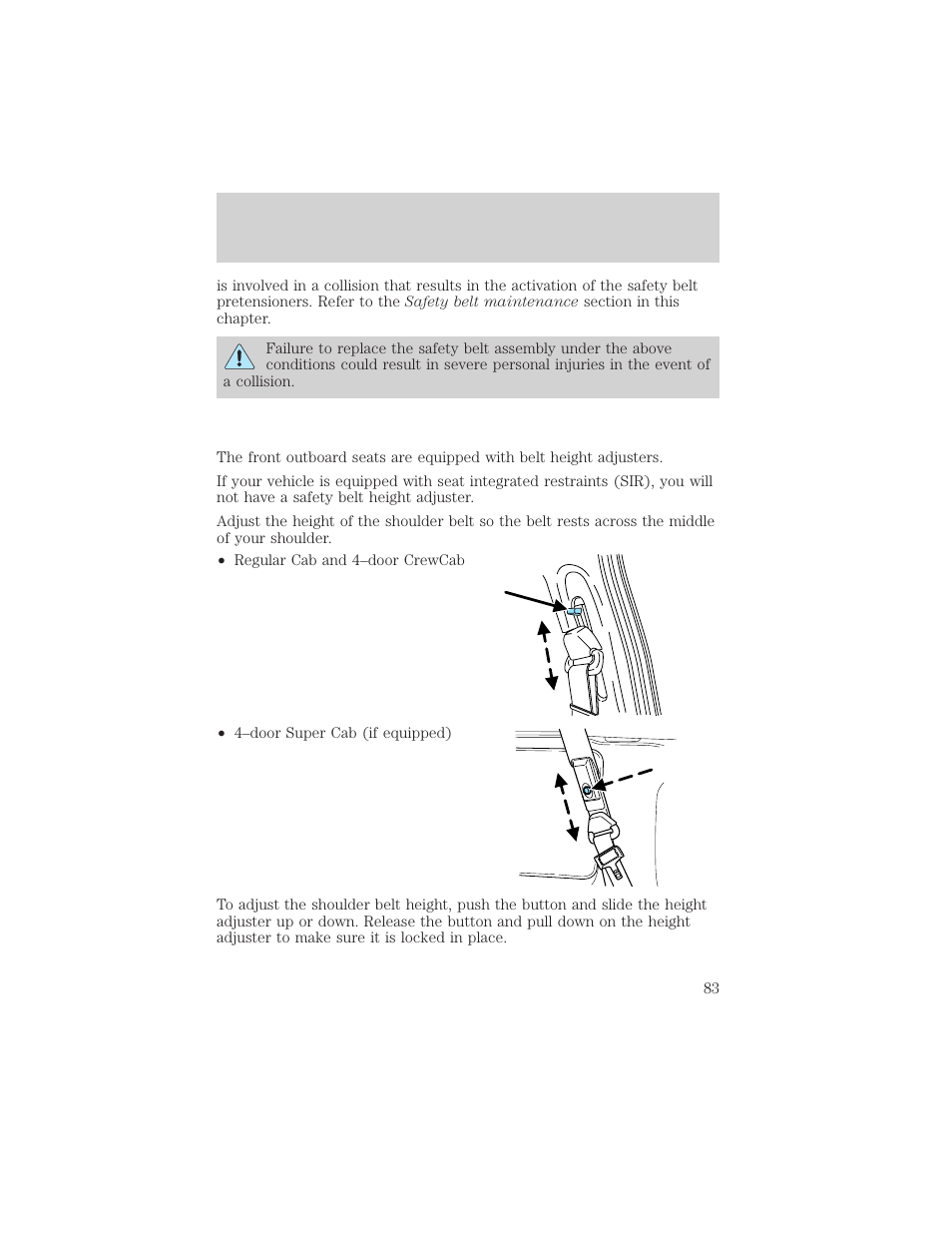 Seating and safety restraints | FORD 2003 F-550 v.3 User Manual | Page 83 / 280