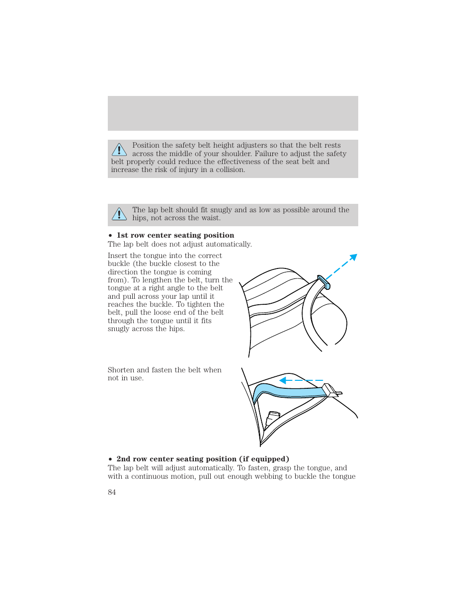 Seating and safety restraints | FORD 2003 F-550 v.3 User Manual | Page 84 / 280