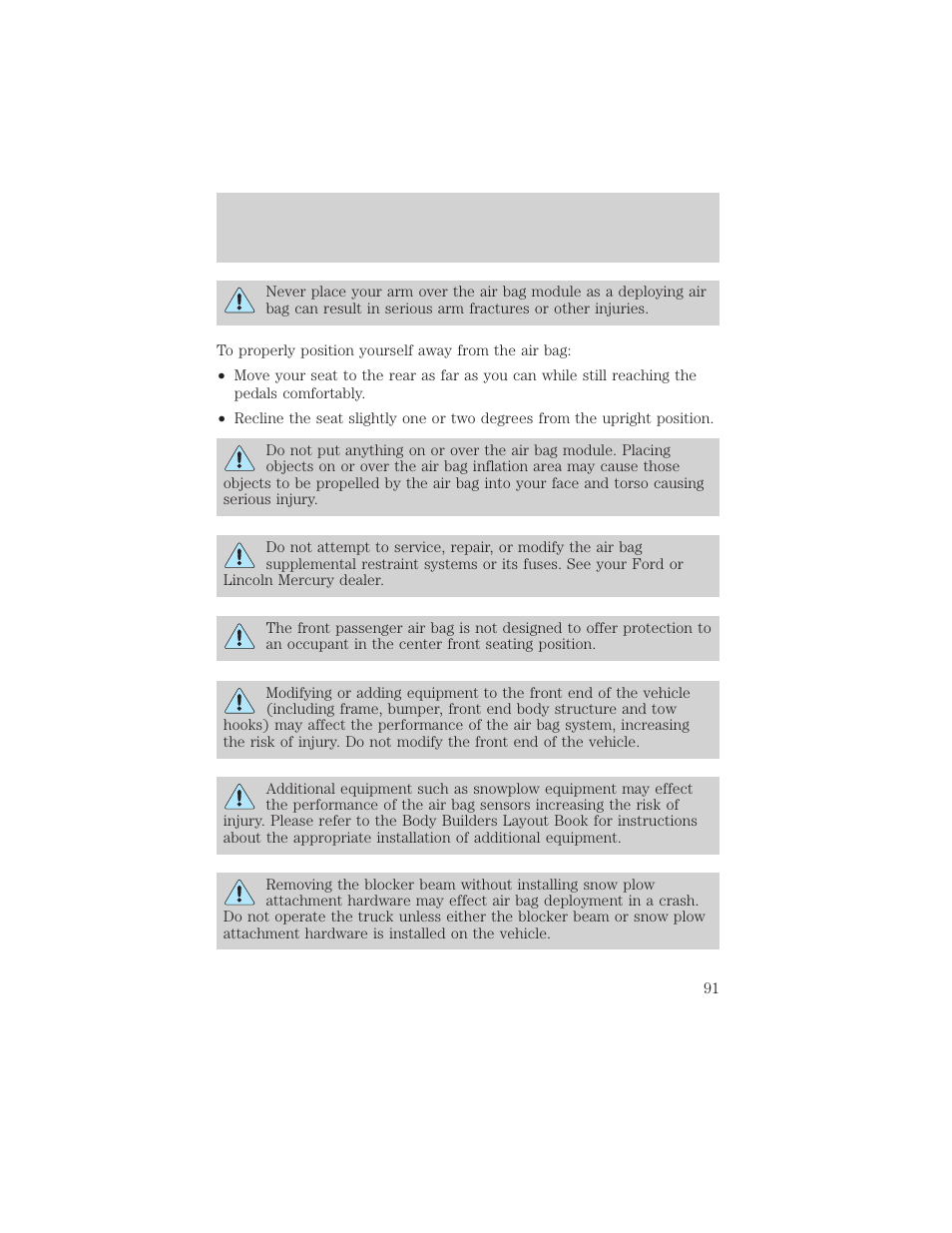 Seating and safety restraints | FORD 2003 F-550 v.3 User Manual | Page 91 / 280
