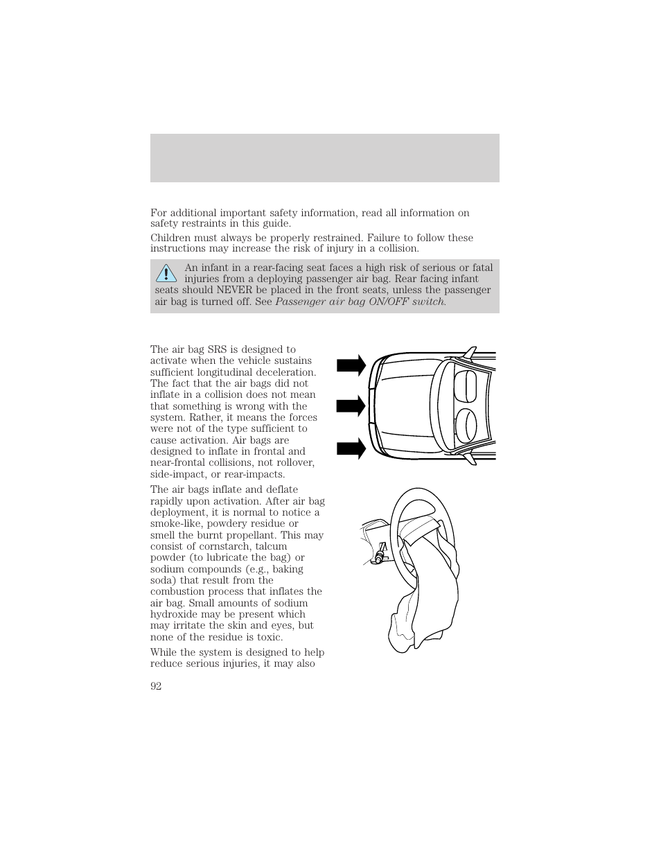 Seating and safety restraints | FORD 2003 F-550 v.3 User Manual | Page 92 / 280