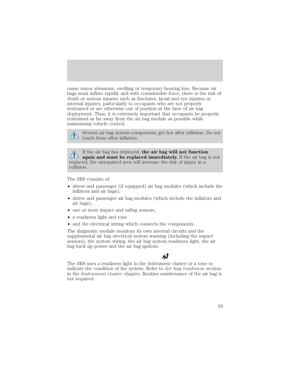 Seating and safety restraints | FORD 2003 F-550 v.3 User Manual | Page 93 / 280