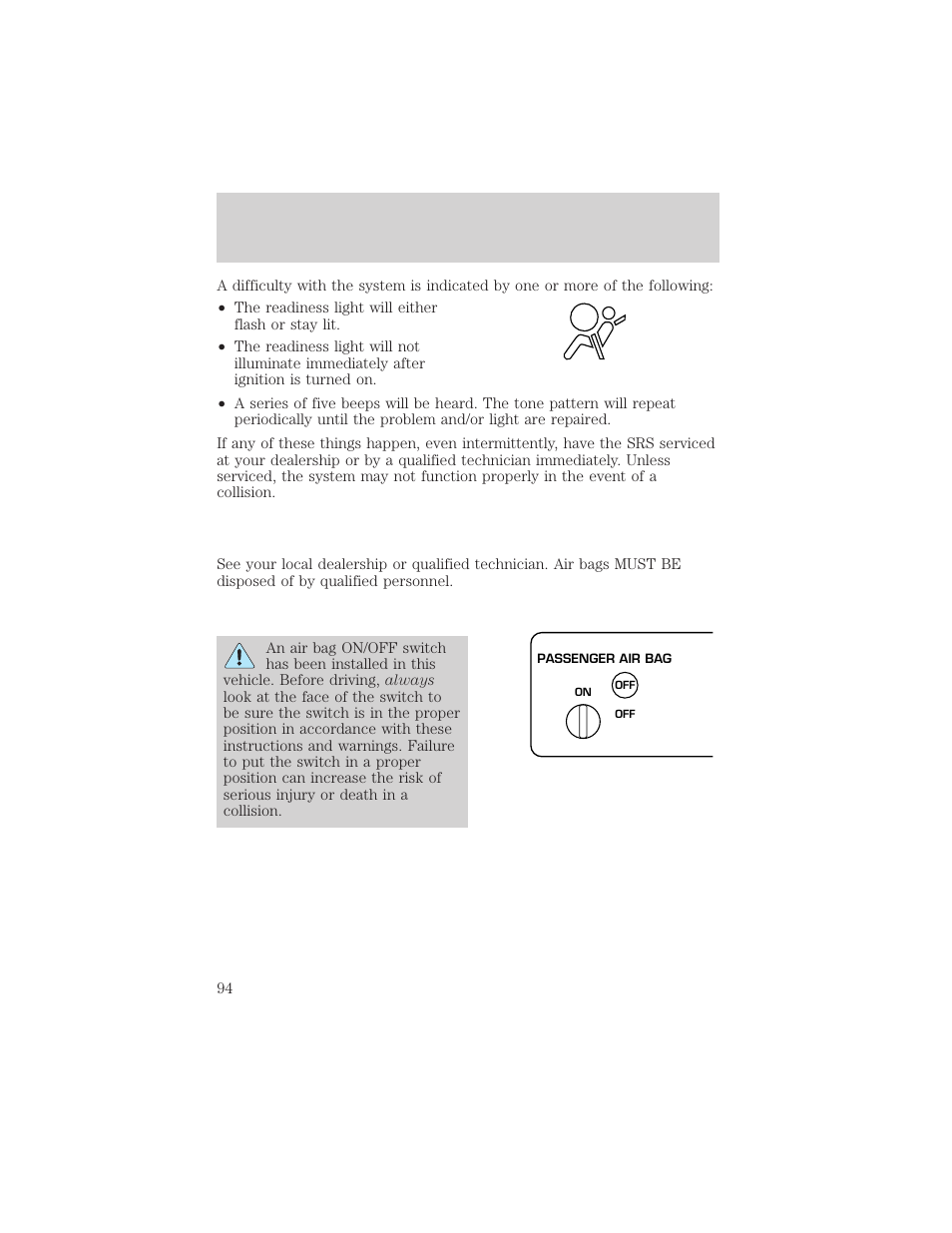 Seating and safety restraints | FORD 2003 F-550 v.3 User Manual | Page 94 / 280