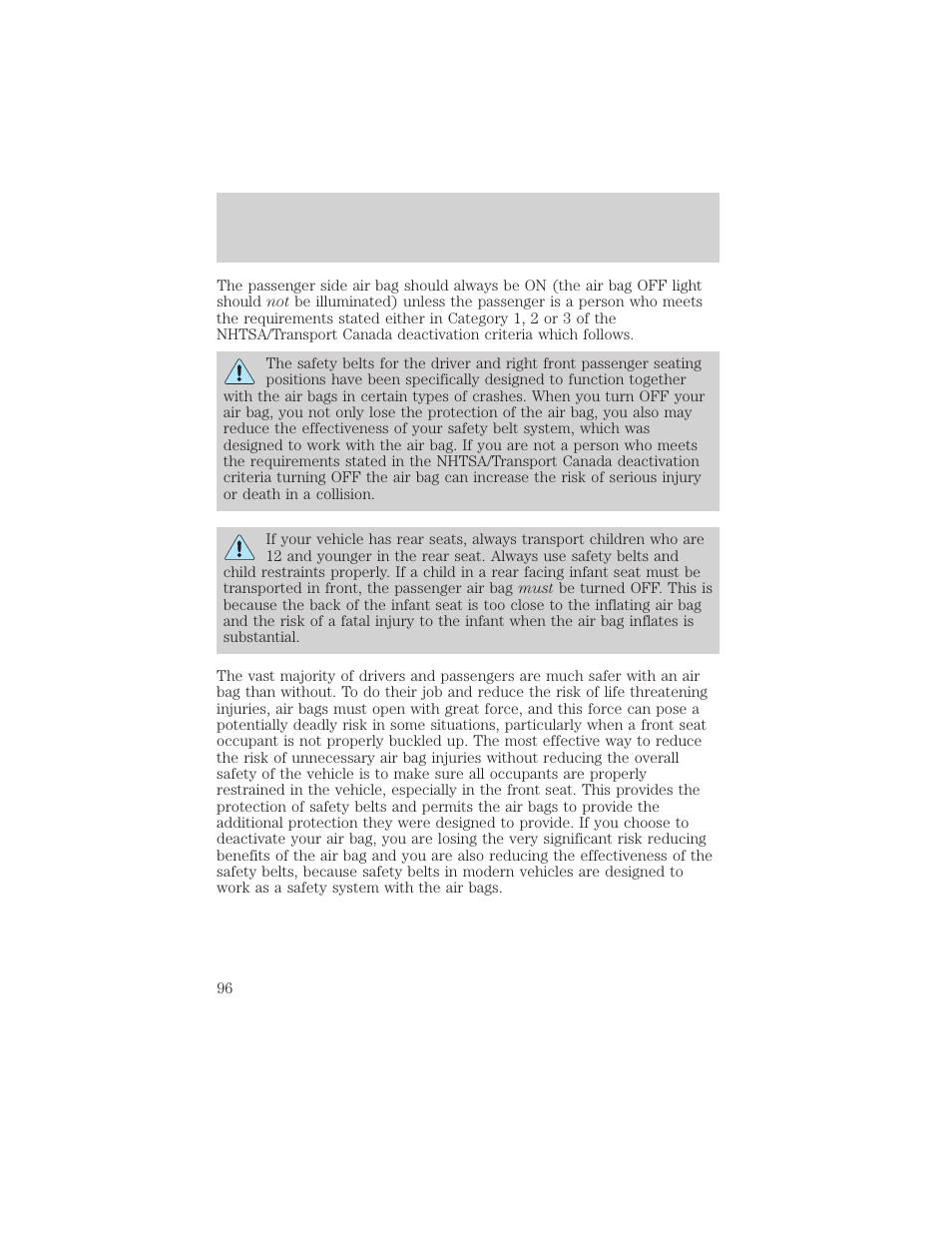 Seating and safety restraints | FORD 2003 F-550 v.3 User Manual | Page 96 / 280