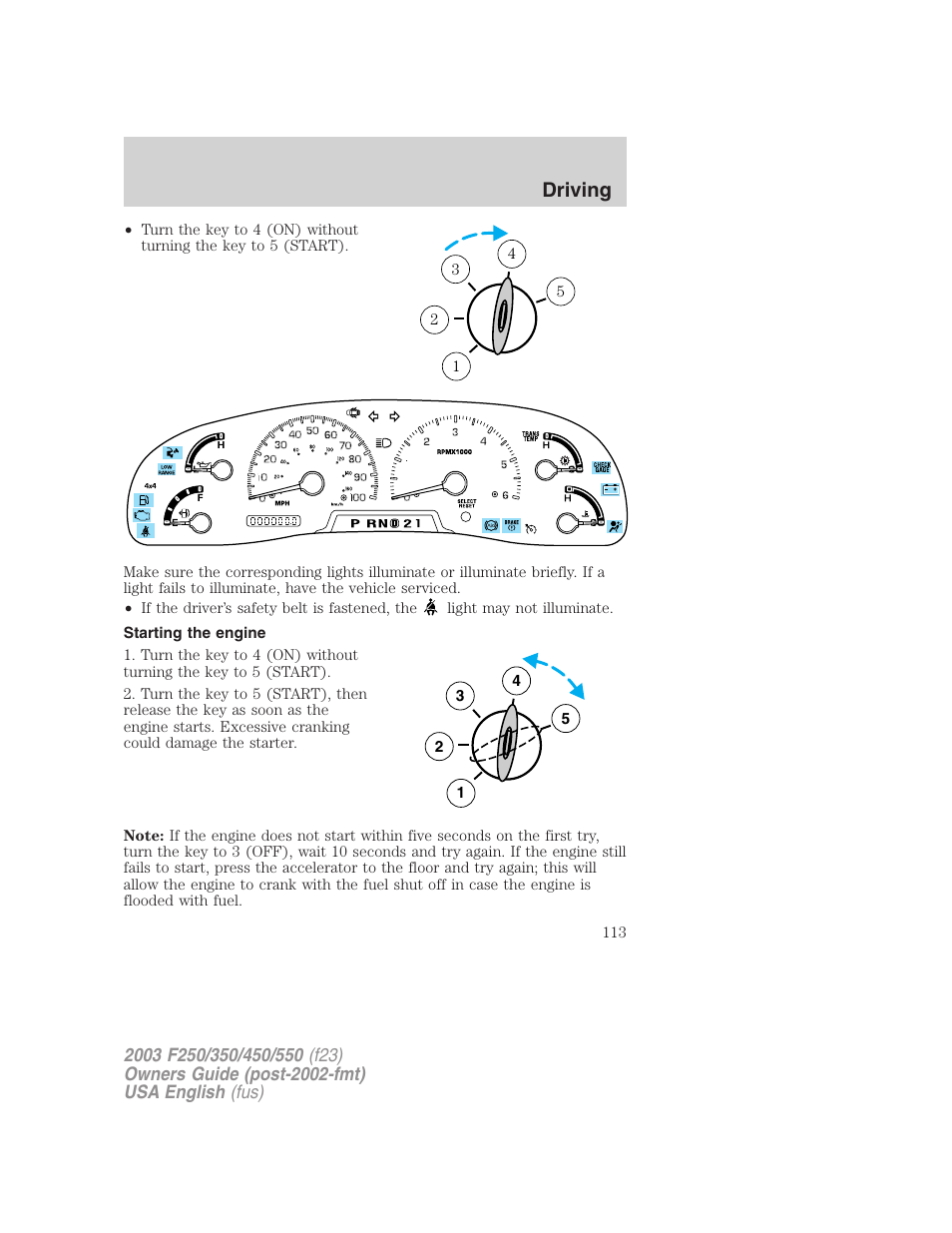 Driving | FORD 2003 F-550 v.4 User Manual | Page 113 / 280