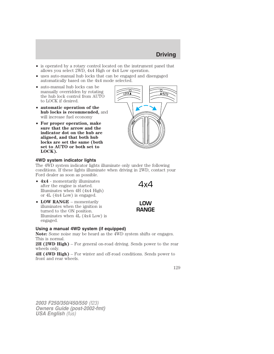 Driving | FORD 2003 F-550 v.4 User Manual | Page 129 / 280