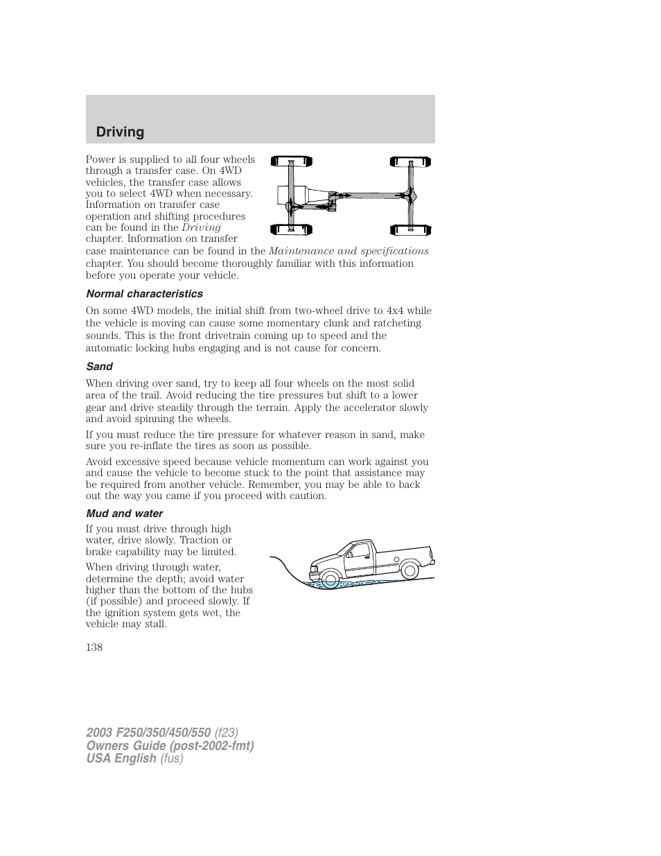 Driving | FORD 2003 F-550 v.4 User Manual | Page 138 / 280