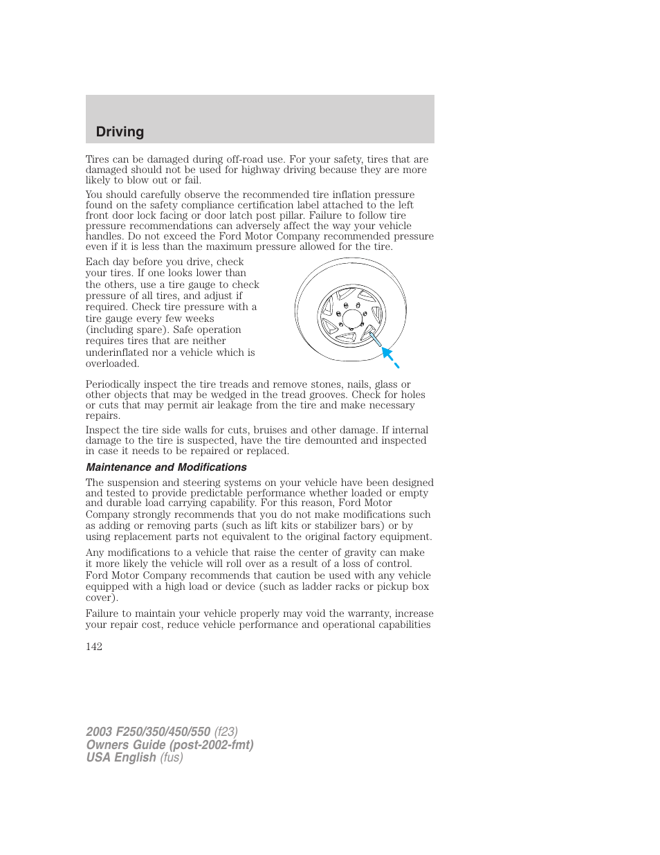 Driving | FORD 2003 F-550 v.4 User Manual | Page 142 / 280
