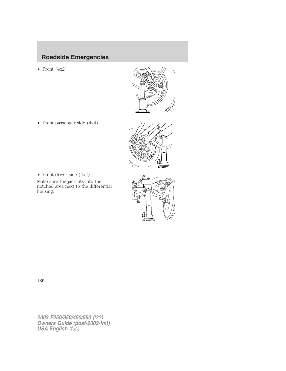 Roadside emergencies | FORD 2003 F-550 v.4 User Manual | Page 186 / 280