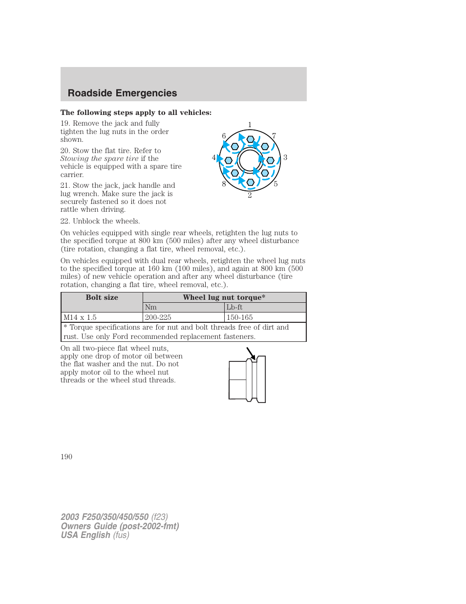 Roadside emergencies | FORD 2003 F-550 v.4 User Manual | Page 190 / 280