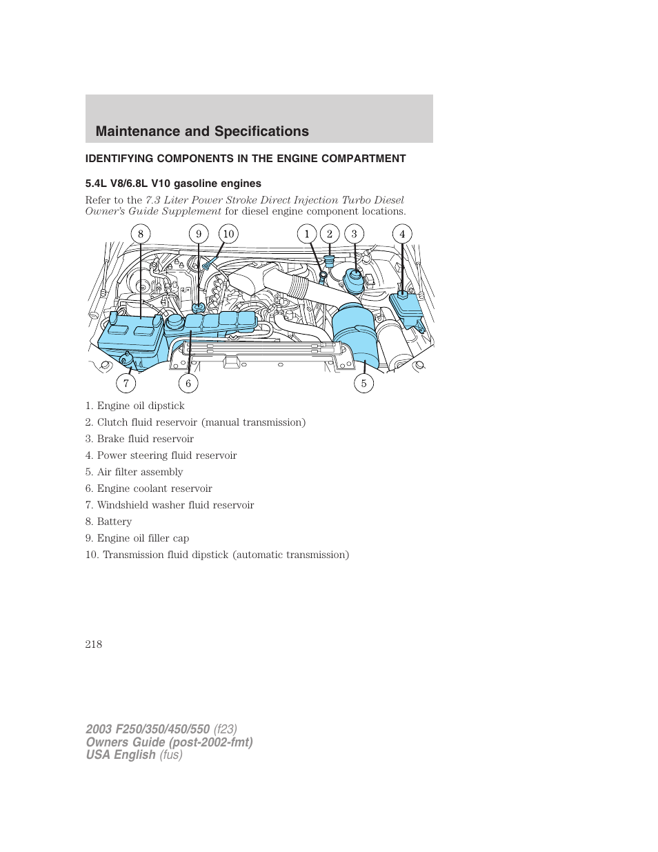 Maintenance and specifications | FORD 2003 F-550 v.4 User Manual | Page 218 / 280