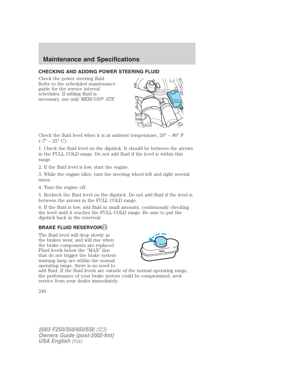 Maintenance and specifications | FORD 2003 F-550 v.4 User Manual | Page 240 / 280