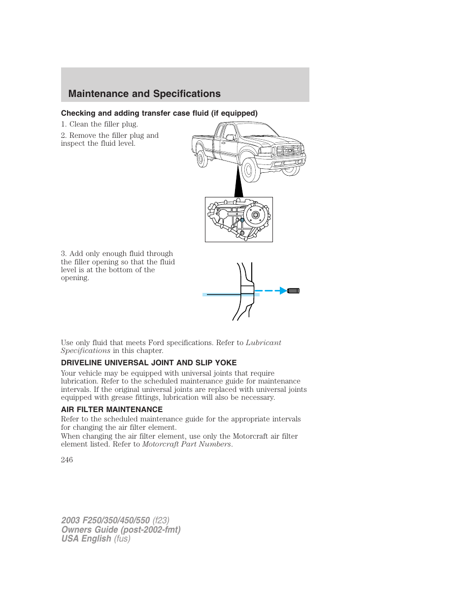 Maintenance and specifications | FORD 2003 F-550 v.4 User Manual | Page 246 / 280