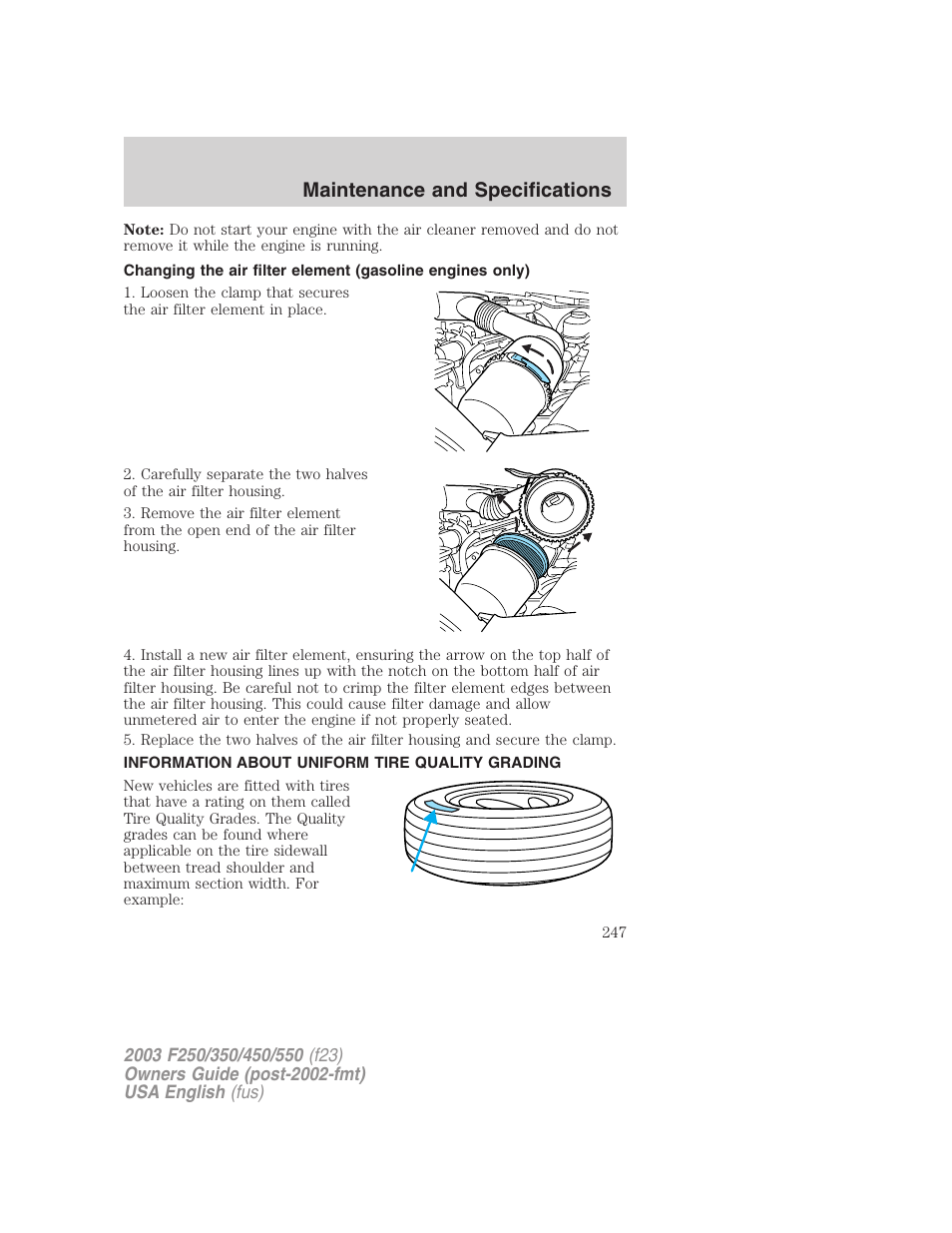 Maintenance and specifications | FORD 2003 F-550 v.4 User Manual | Page 247 / 280