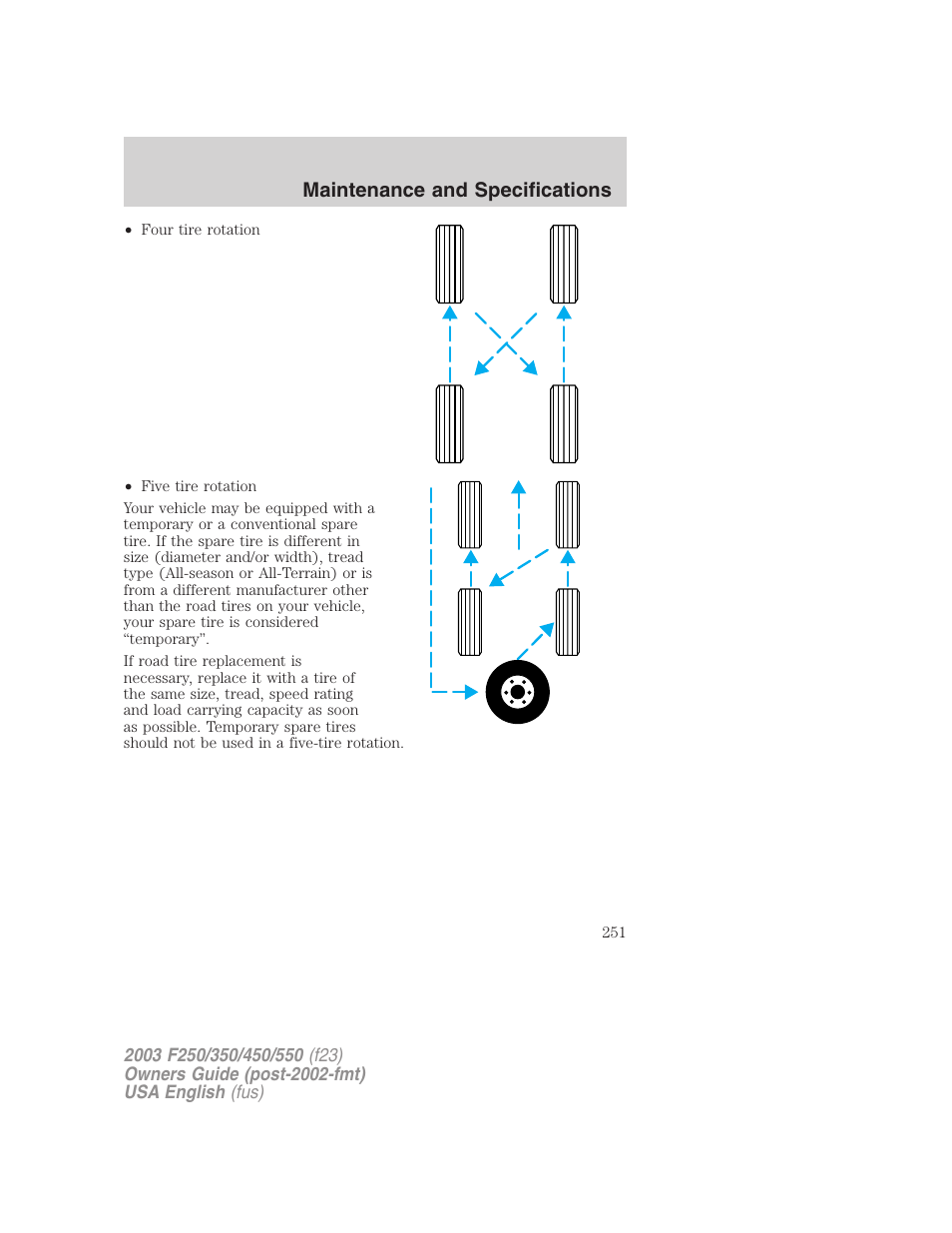 Maintenance and specifications | FORD 2003 F-550 v.4 User Manual | Page 251 / 280