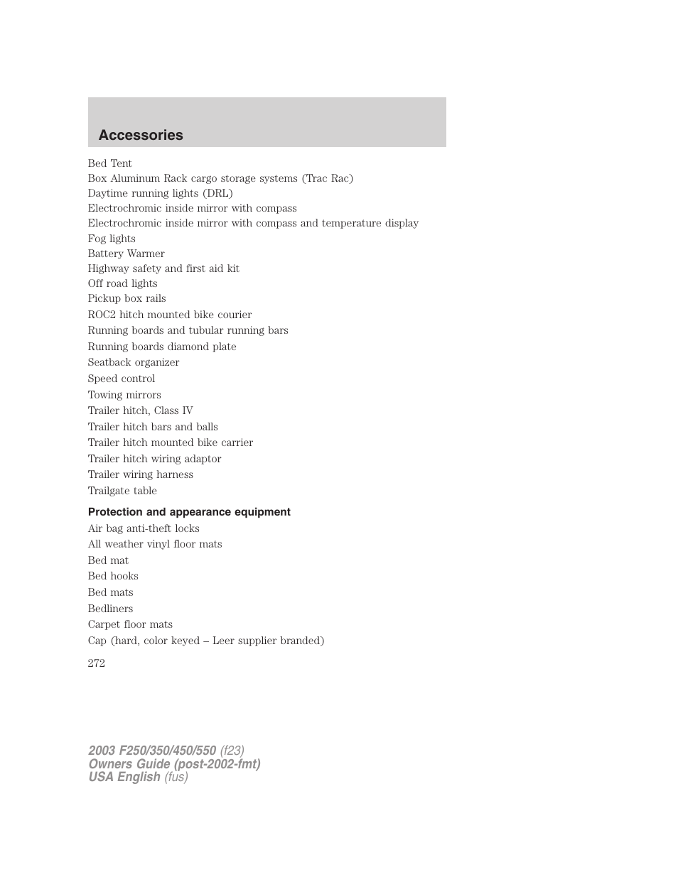 Accessories | FORD 2003 F-550 v.4 User Manual | Page 272 / 280
