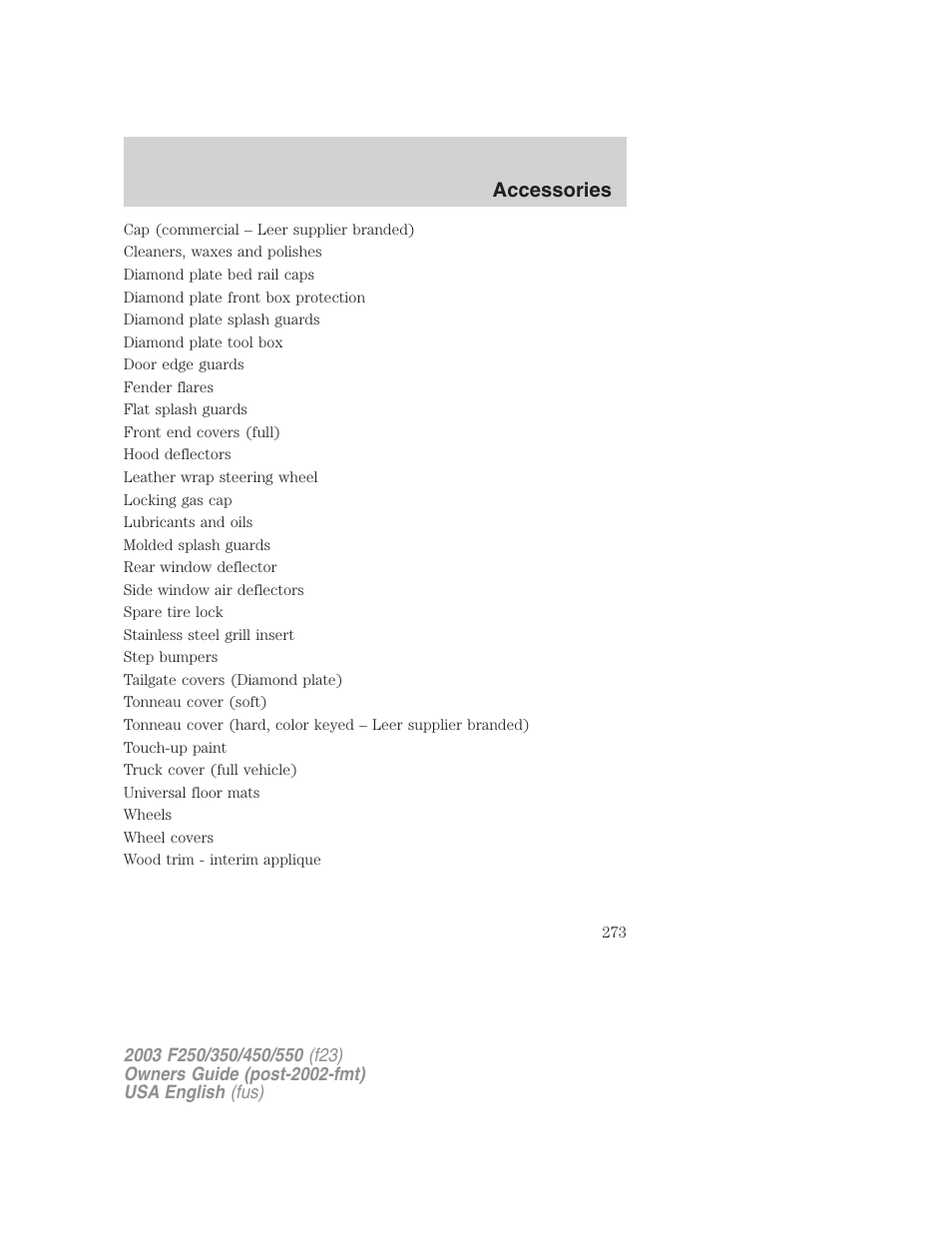 Accessories | FORD 2003 F-550 v.4 User Manual | Page 273 / 280