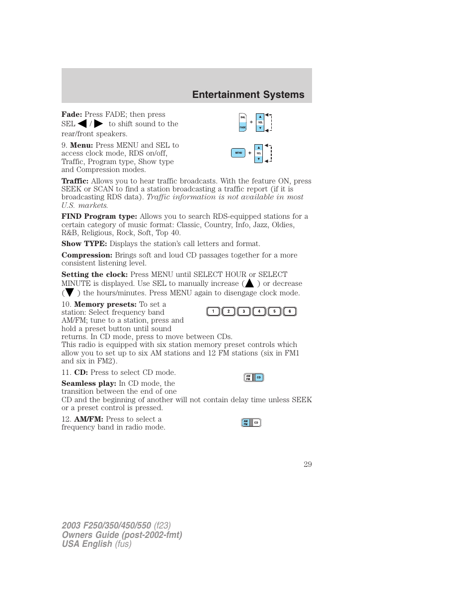 Entertainment systems | FORD 2003 F-550 v.4 User Manual | Page 29 / 280