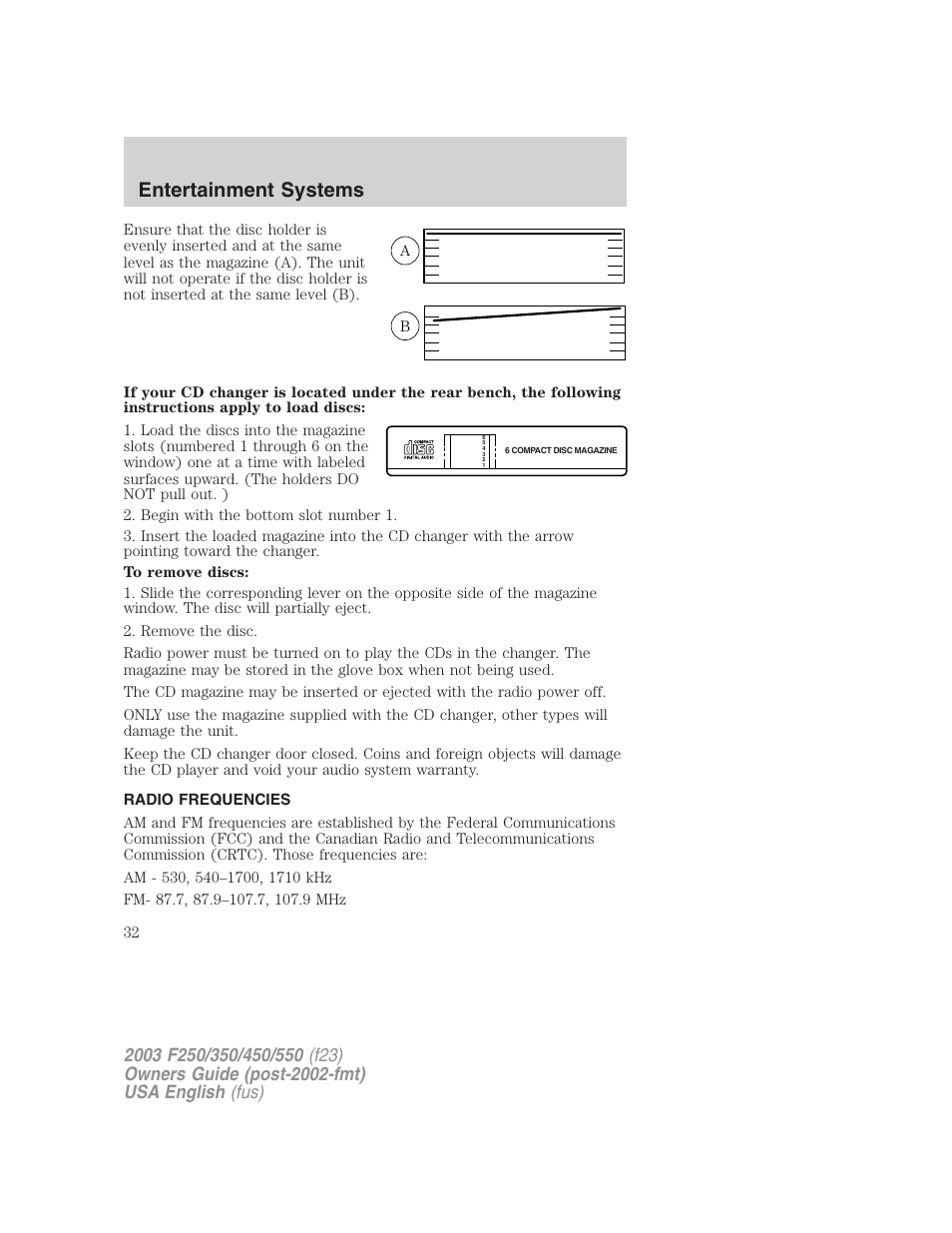 Entertainment systems | FORD 2003 F-550 v.4 User Manual | Page 32 / 280