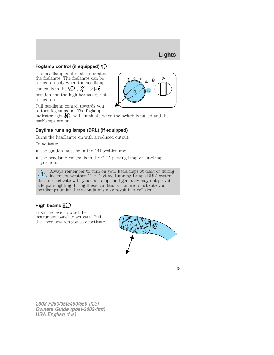 Lights | FORD 2003 F-550 v.4 User Manual | Page 39 / 280