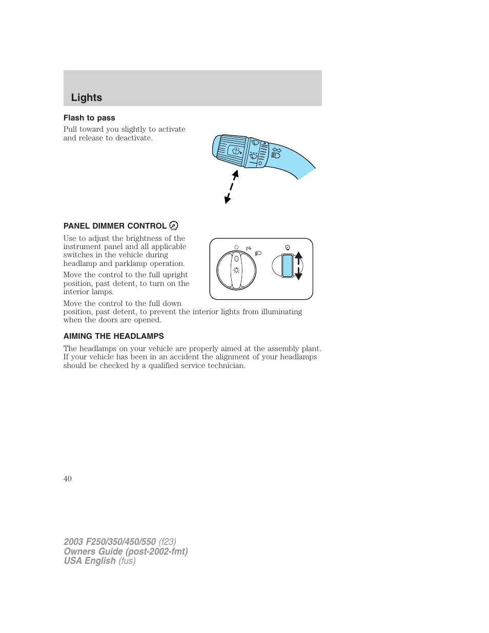 Lights | FORD 2003 F-550 v.4 User Manual | Page 40 / 280