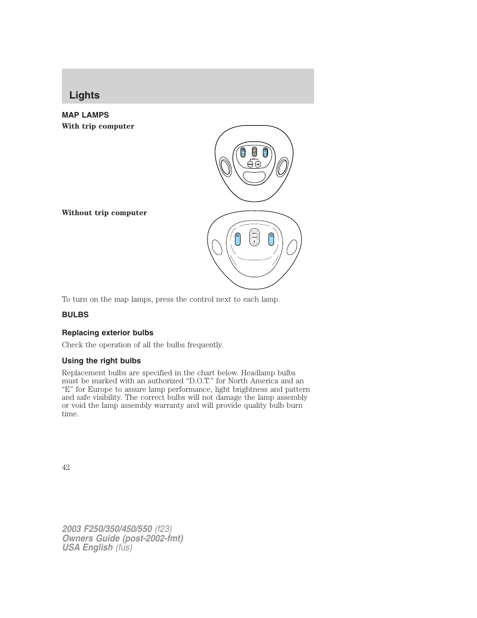 Lights | FORD 2003 F-550 v.4 User Manual | Page 42 / 280