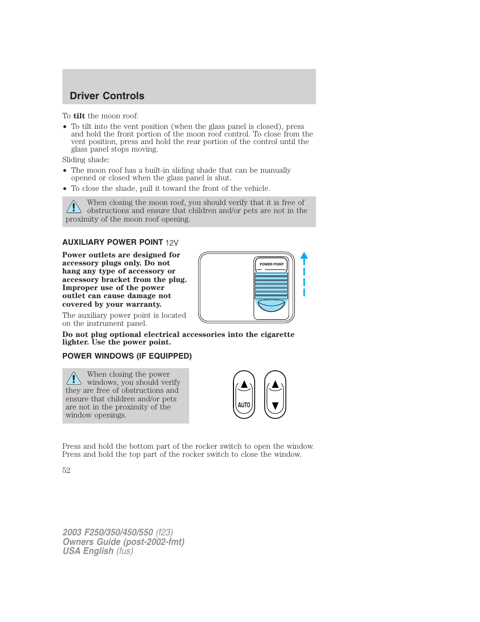 Driver controls | FORD 2003 F-550 v.4 User Manual | Page 52 / 280