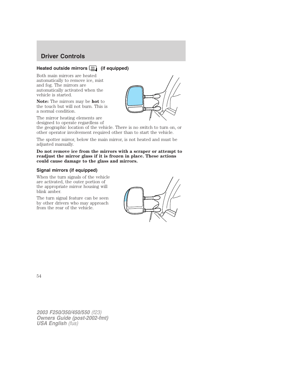 Driver controls | FORD 2003 F-550 v.4 User Manual | Page 54 / 280