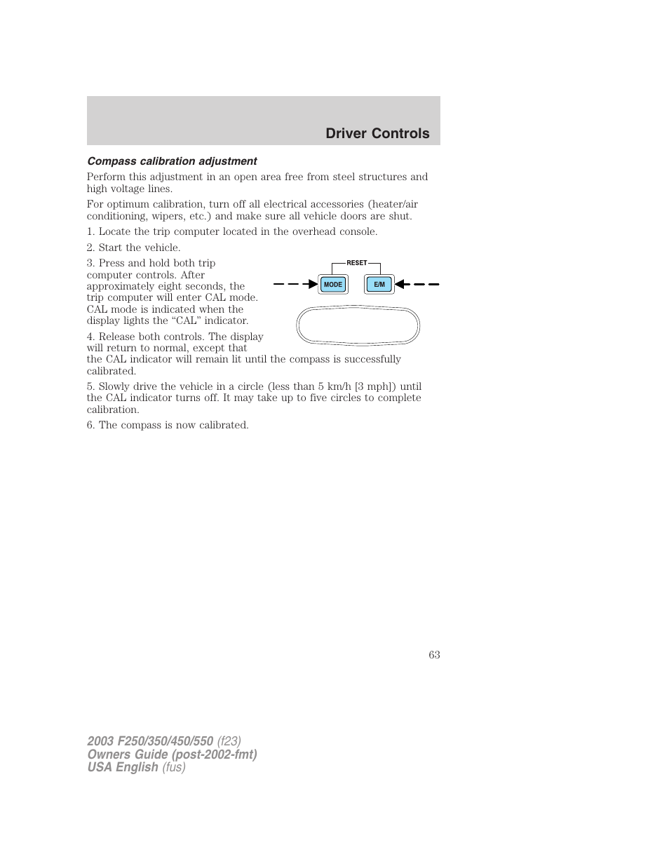 Driver controls | FORD 2003 F-550 v.4 User Manual | Page 63 / 280