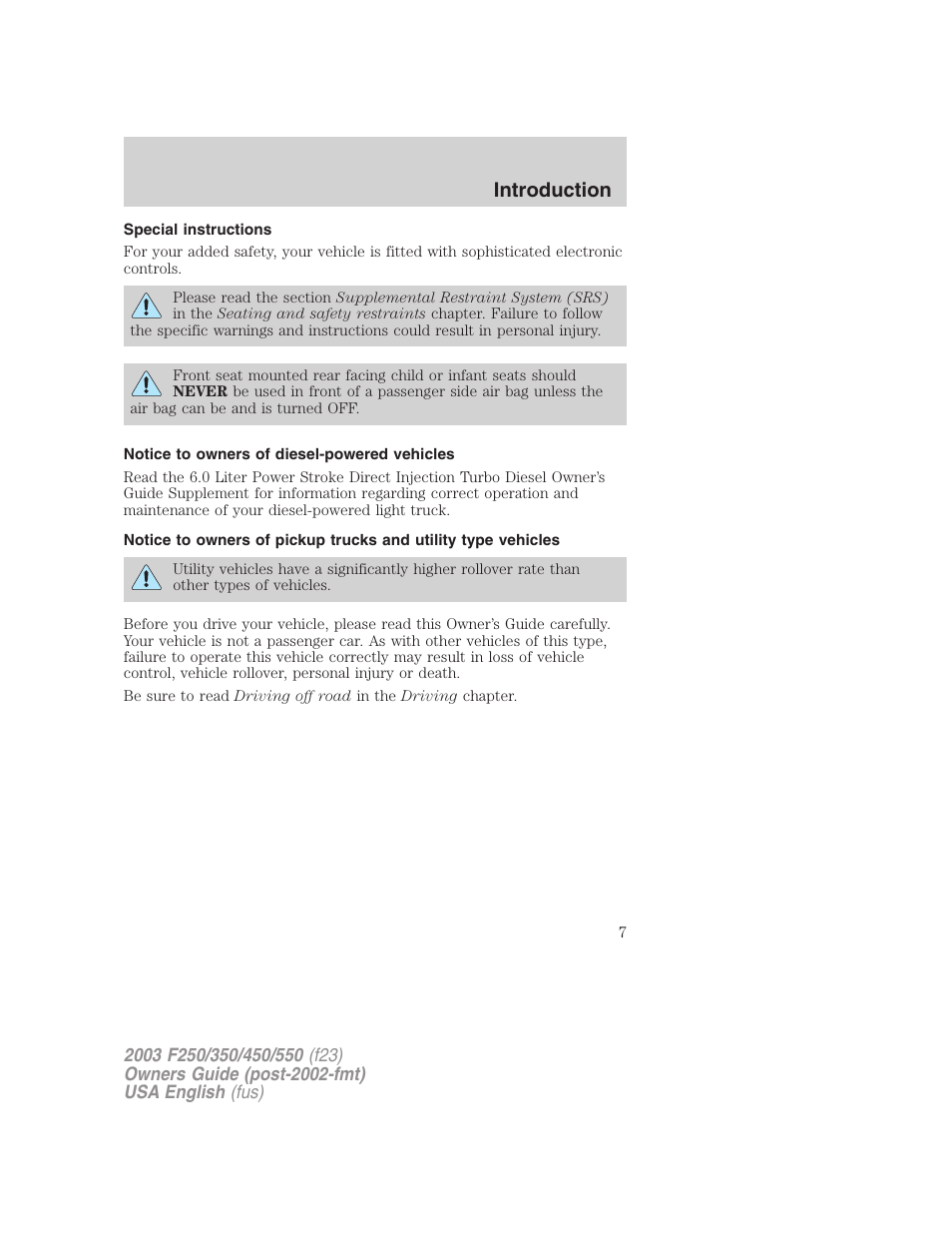 Introduction | FORD 2003 F-550 v.4 User Manual | Page 7 / 280