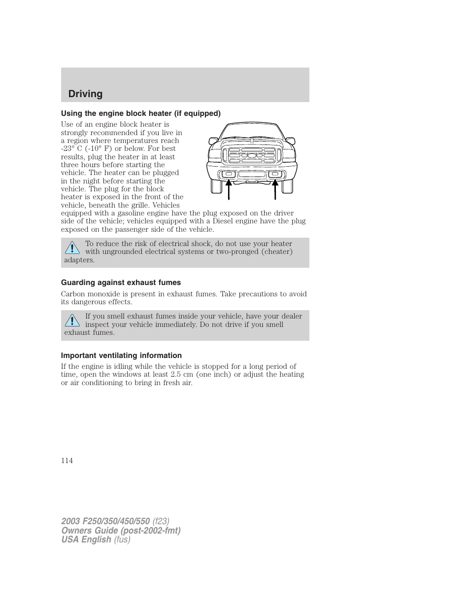 Driving | FORD 2003 F-550 v.5 User Manual | Page 114 / 280