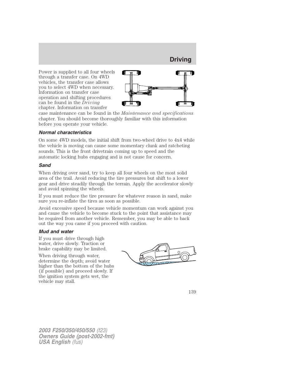 Driving | FORD 2003 F-550 v.5 User Manual | Page 139 / 280