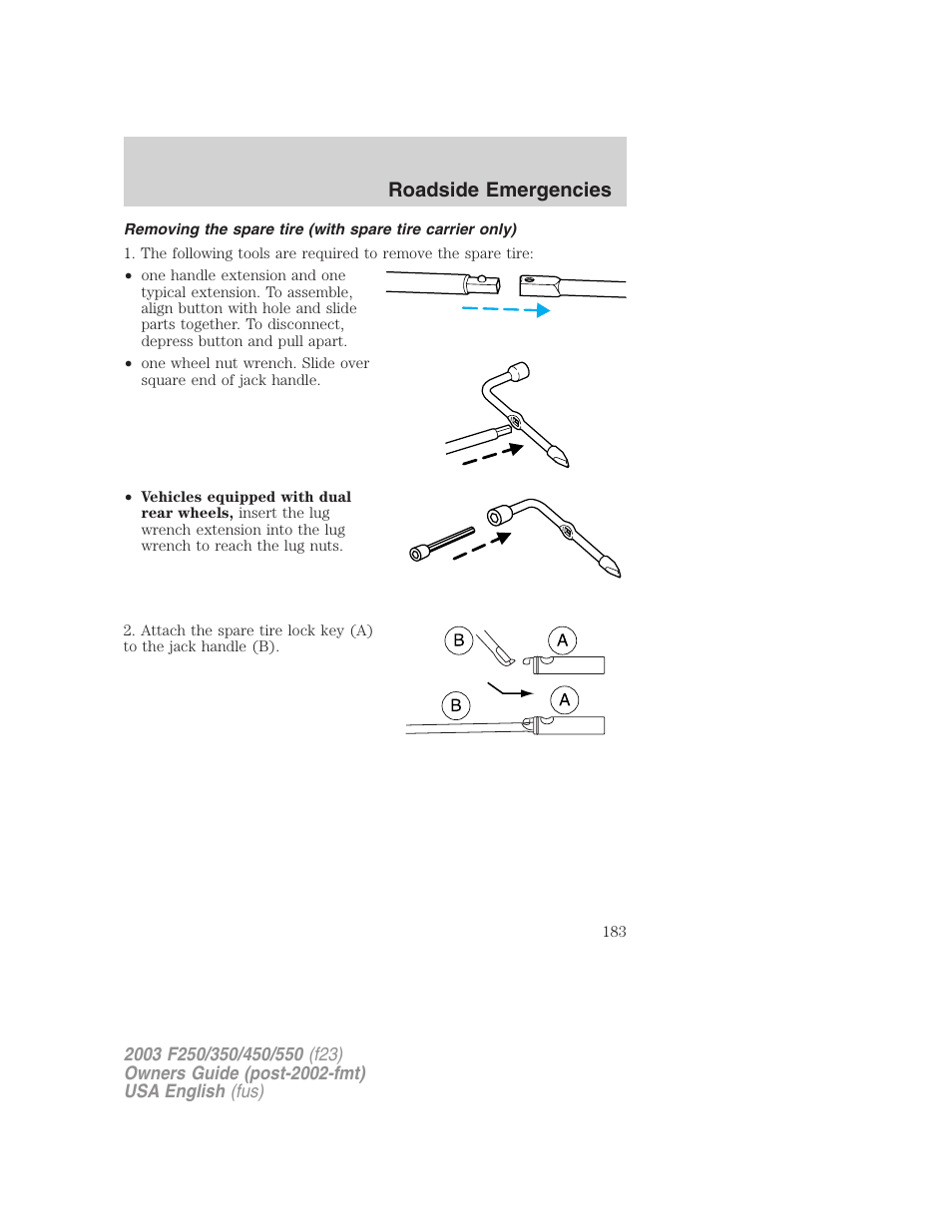 Roadside emergencies | FORD 2003 F-550 v.5 User Manual | Page 183 / 280