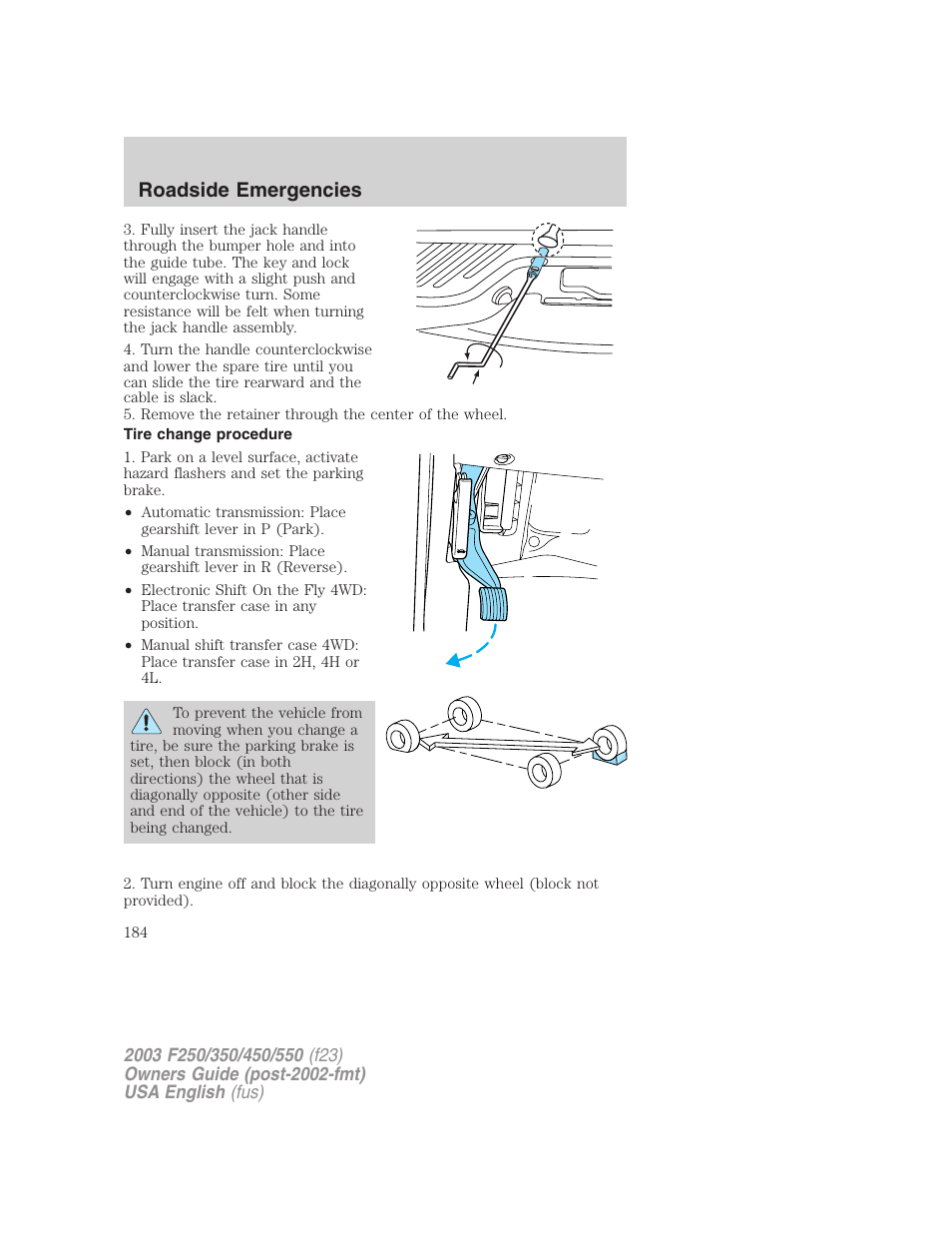 Roadside emergencies | FORD 2003 F-550 v.5 User Manual | Page 184 / 280