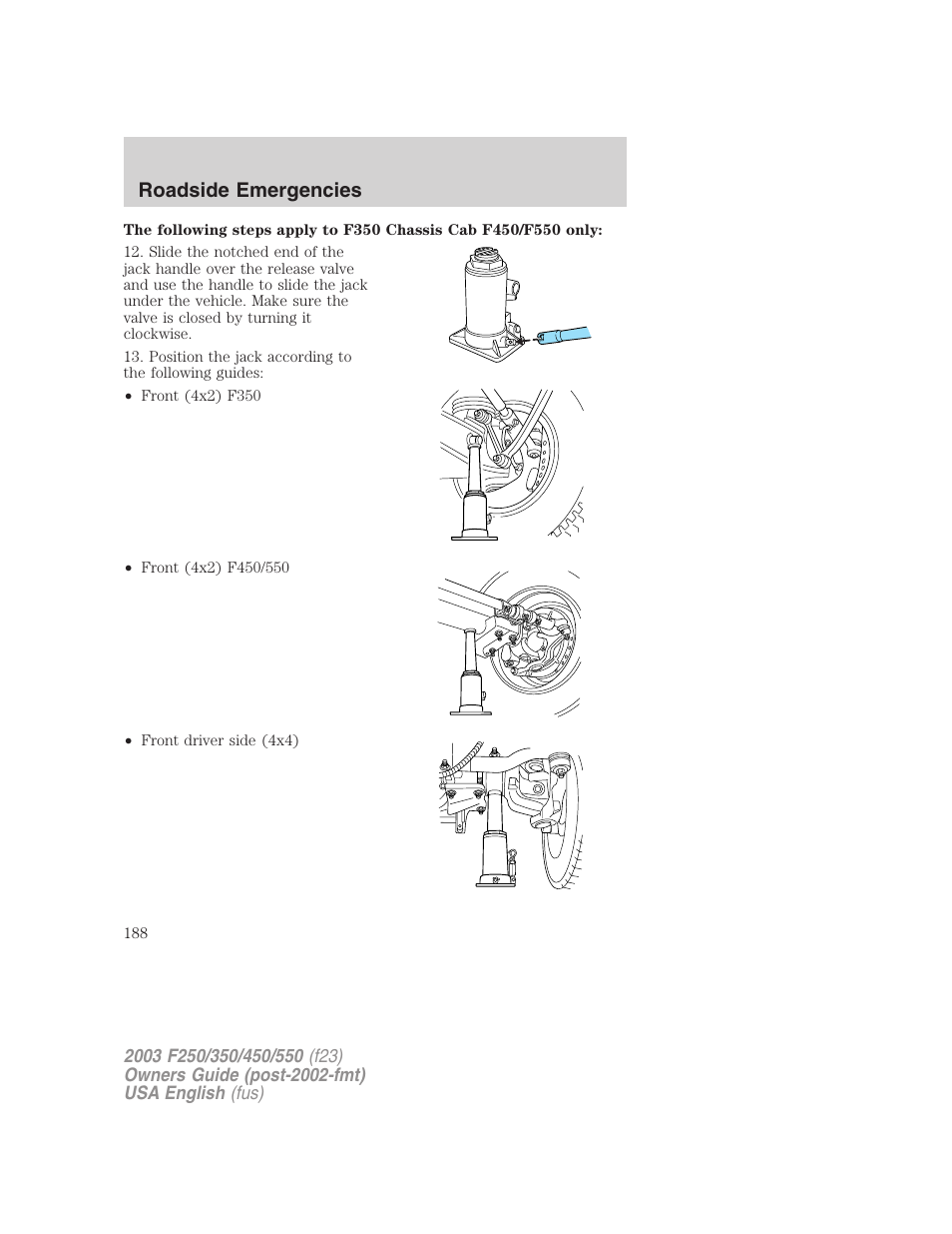 Roadside emergencies | FORD 2003 F-550 v.5 User Manual | Page 188 / 280