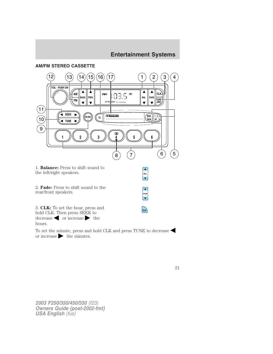Entertainment systems | FORD 2003 F-550 v.5 User Manual | Page 21 / 280