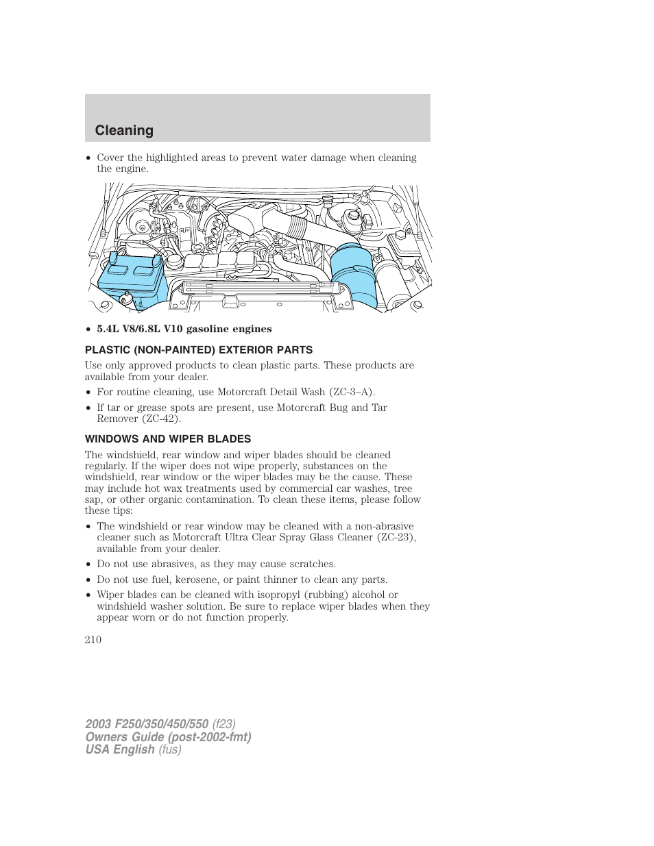 Cleaning | FORD 2003 F-550 v.5 User Manual | Page 210 / 280