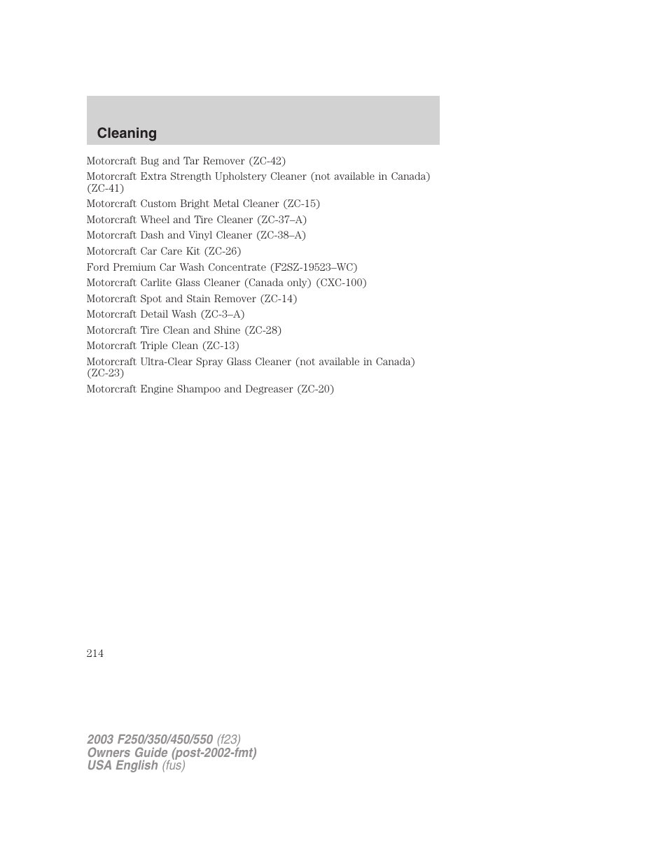 Cleaning | FORD 2003 F-550 v.5 User Manual | Page 214 / 280