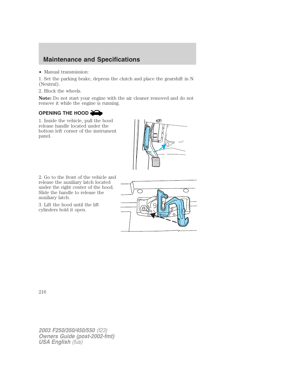 Maintenance and specifications | FORD 2003 F-550 v.5 User Manual | Page 216 / 280