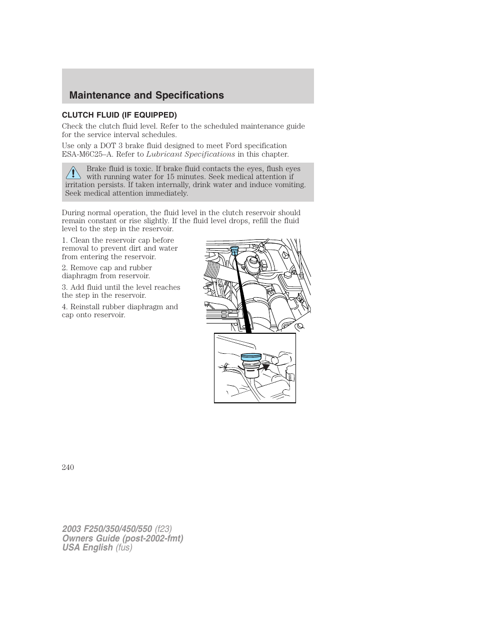 Maintenance and specifications | FORD 2003 F-550 v.5 User Manual | Page 240 / 280