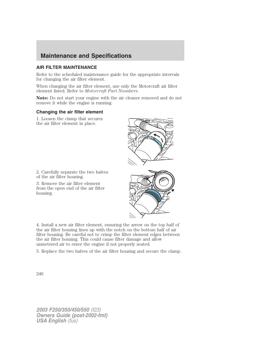 Maintenance and specifications | FORD 2003 F-550 v.5 User Manual | Page 246 / 280