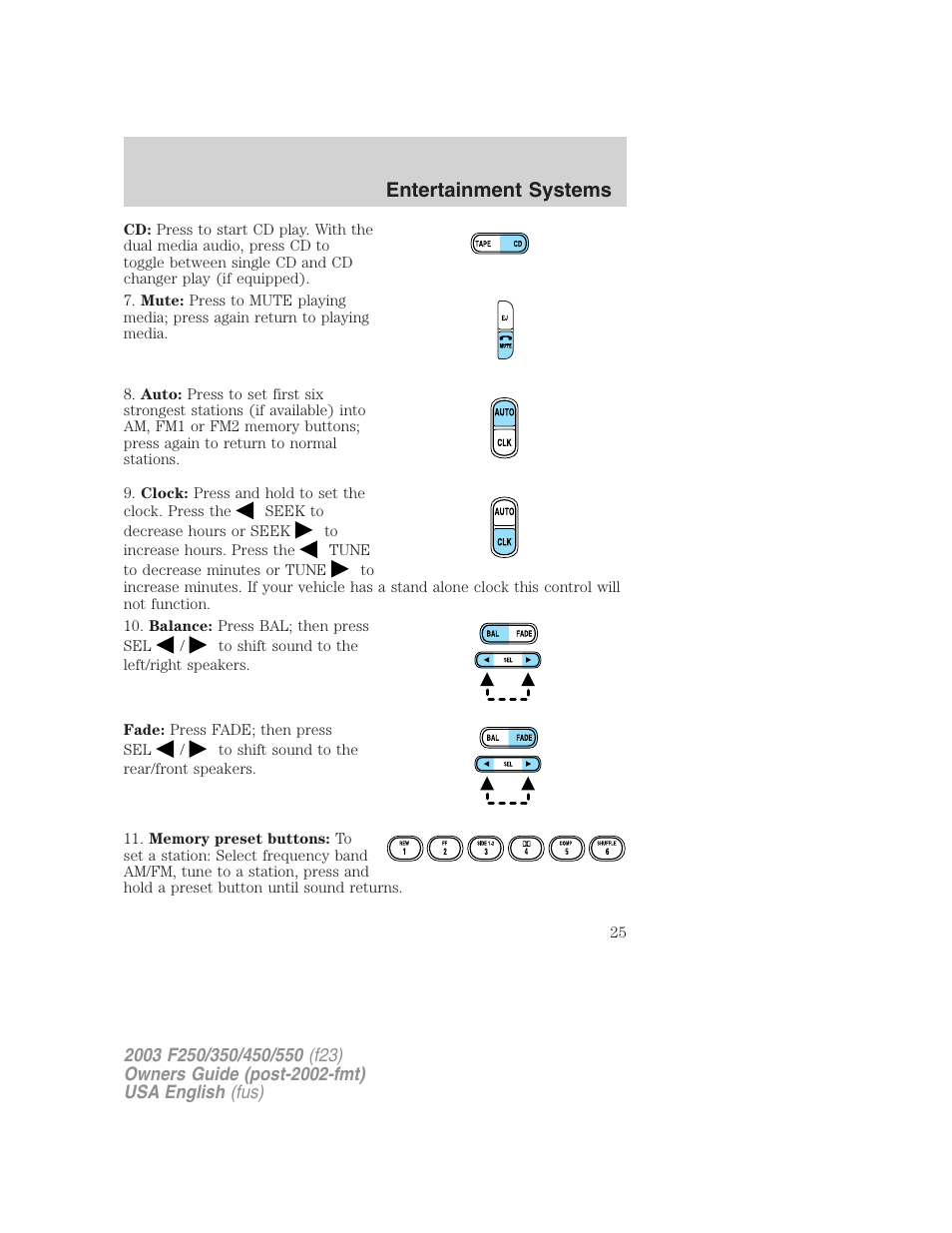 Entertainment systems | FORD 2003 F-550 v.5 User Manual | Page 25 / 280