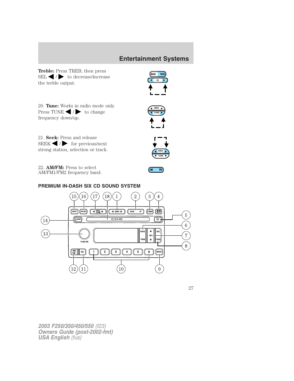 Entertainment systems | FORD 2003 F-550 v.5 User Manual | Page 27 / 280