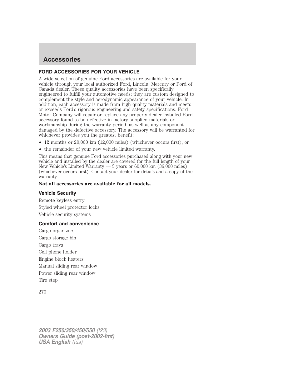 Accessories | FORD 2003 F-550 v.5 User Manual | Page 270 / 280
