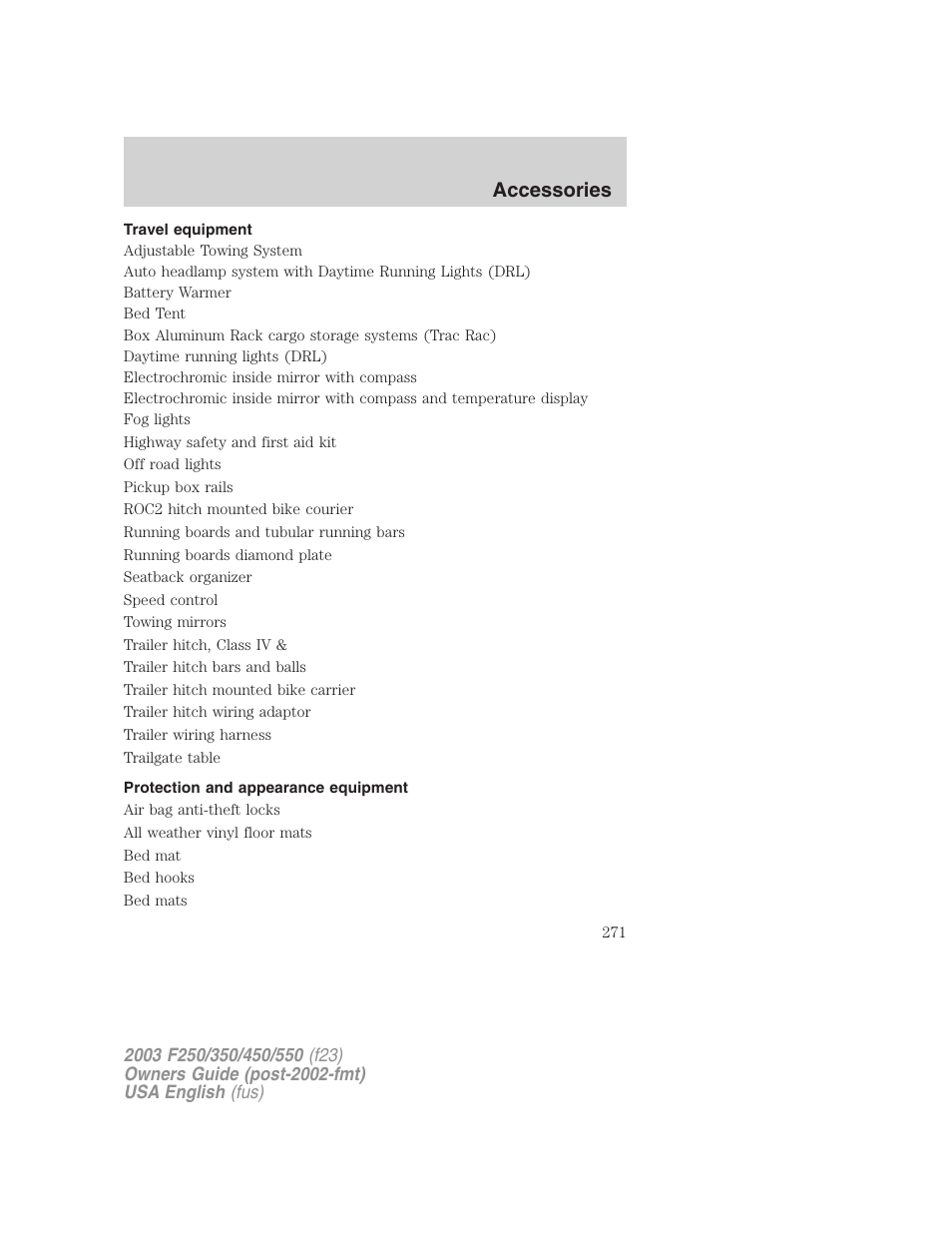 Accessories | FORD 2003 F-550 v.5 User Manual | Page 271 / 280