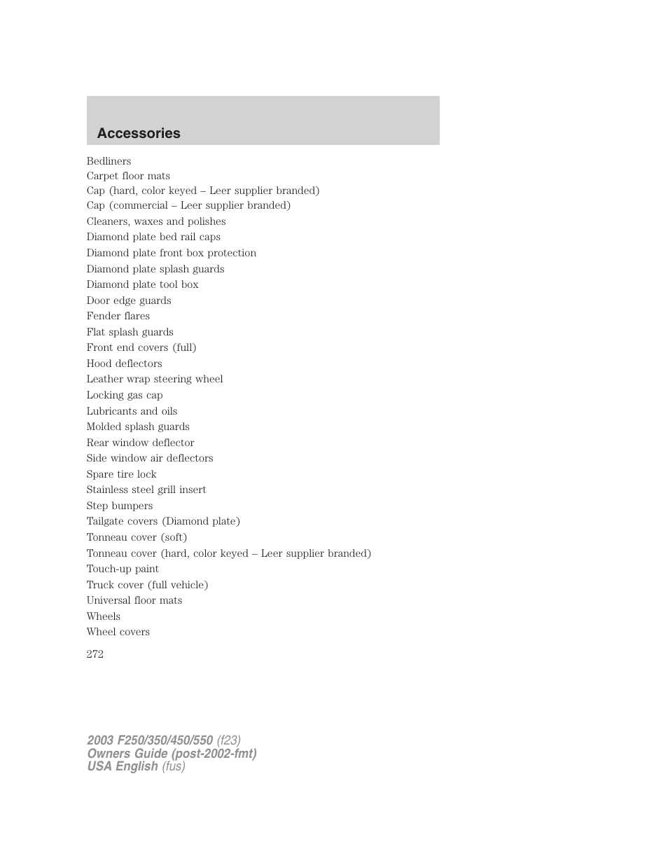 Accessories | FORD 2003 F-550 v.5 User Manual | Page 272 / 280